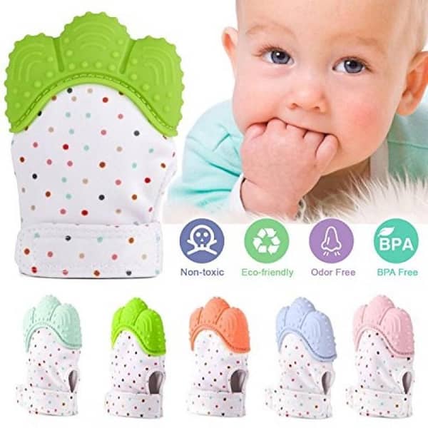 Pack of 5 - Food Grade Finger Silicone Teether - Beautiful Glove Teether - Anti-bite Gloves Toddler Chew Toy Baby Teething Food Grade Silicone Teething Infant Mitten Teething Gloves-KS