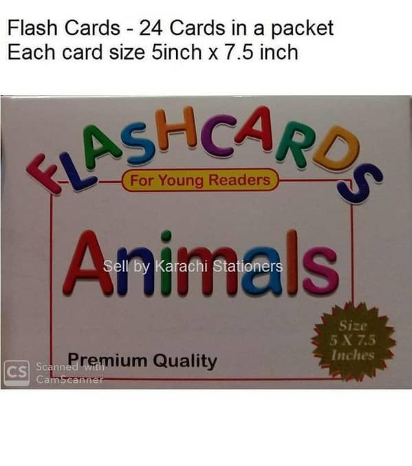 Animal Flash Cards size 5x7.5 inch each card x 24 cards pkts