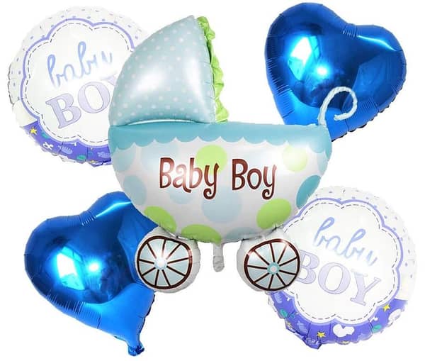 Baby Boy / Girl Cart Shaped Foil Balloon Set For Baby Shower Decoration and Celebrations,-(K. S. )