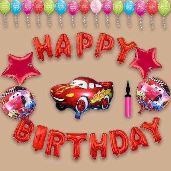 Happy Birthday Red Lightning McQueen Cars Theme Set For Birthday Decoration and Celebrations,-(K. S. )