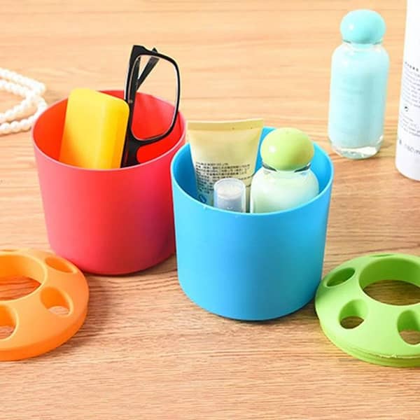 1Pcs Multifunctional Desktop Plastic Pen Pencil Stationary Holder 6 Hole Toothbrush and Toothpaste Holder KS