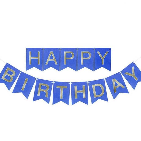 Happy Birthday Banner in black ,pink,light blue,white and rose gold