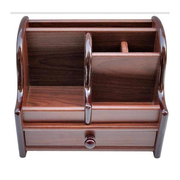 8013 Wooden Pen Stand - Stationery Holder Organizer in Brown