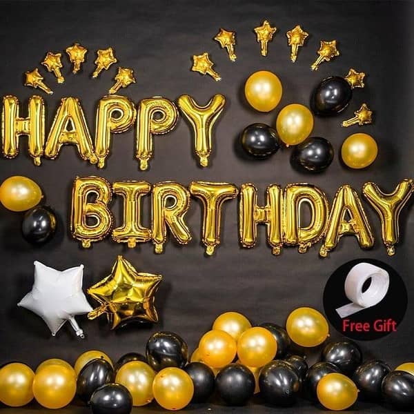 Deal-2 Happy Birthday Golden & Black Theme Set For Birthday Decoration and Celebrations,-(K. S. )