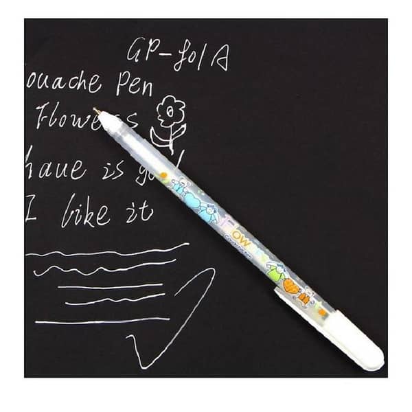 White Gel Pen 0.8mm Flowers Couache Pen Gelly Roll White Gel Pen
