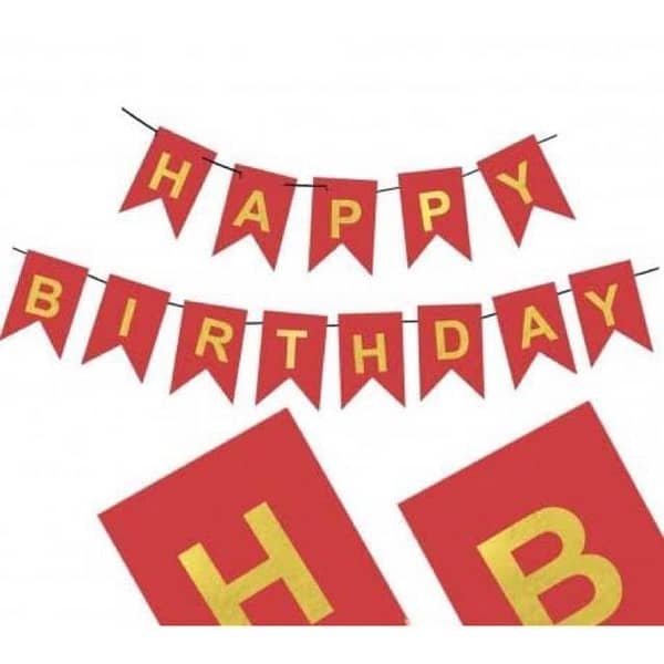 Happy Birthday Banner in black ,pink,light blue,white and rose gold