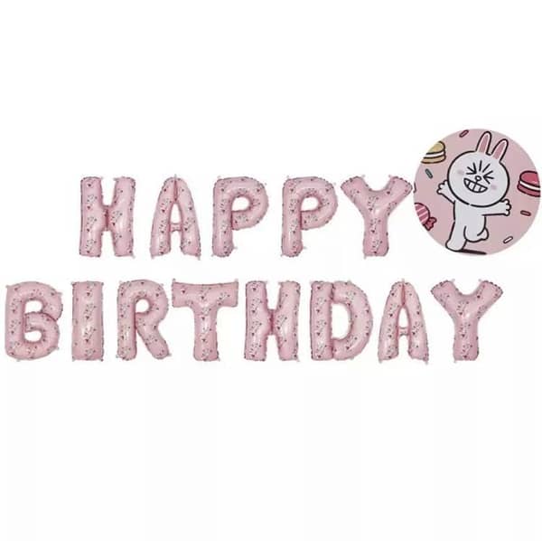 Happy Birthday Banner Line Friend Foil Balloons for Decoration,-(K. S. )