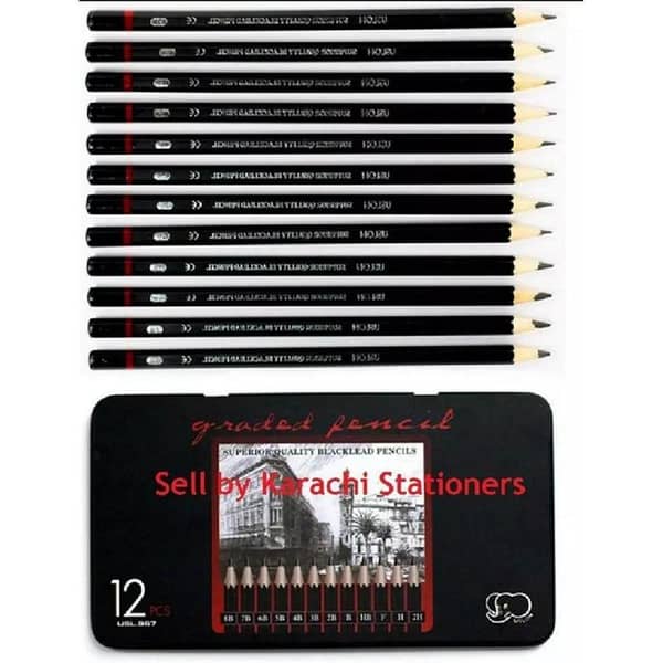 12pcs Professional sketch drawing art pencil set (sizes 8B to 2H)