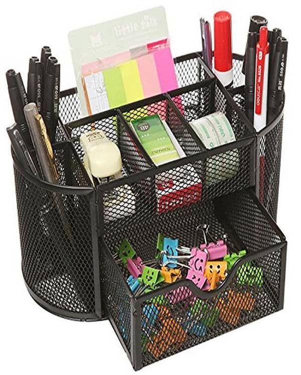 Desk Organizer, Mesh Metal Steel Pen Stand/Holder stationery organizer- Black