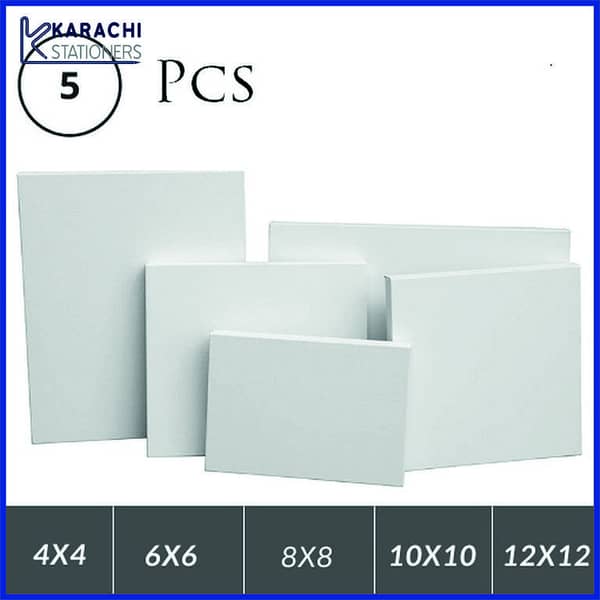 Mix Canvas Pack of 5 4by4+ 6by6+ 8by8+ 10by10+ 12by12 Canvas For Painting Canvas Boards Canvas Panels 100% Small Cotton Stretched Canvas Boards for Painting.