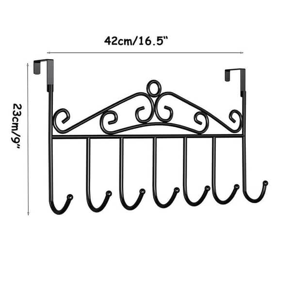 Over Door Hanger with 7 Hooks Metal Over the Door Towel Hook Organizer, Hanging Storage Rack for Hat, Coats, Purses, Scarves, Clothes, Jackets, Belt, Bedroom, Bathroom, Closet KS