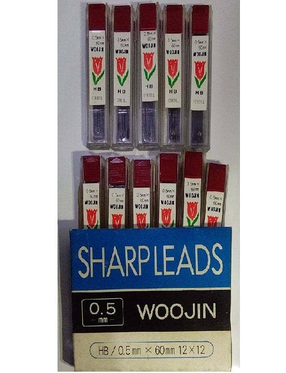 Woodjin Mechanical Pencil Leads 0.5mm HB 12 tubes x 12 leads in a tube = Total 144 leads