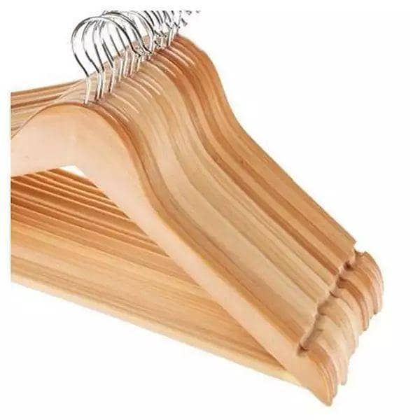 10 Pieces Solid and Rotating Metal Hook Wooden Hangers with Notches Non-slip Metal Hook for Clothes-KS