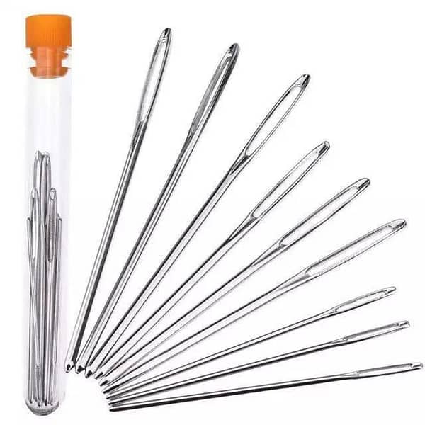 9pcs Large Eye Needles Stainless Steel Embroidery Cross Stitch Knitting Yarn Sewing Hand Crochet Hook Tapestry needles-KS