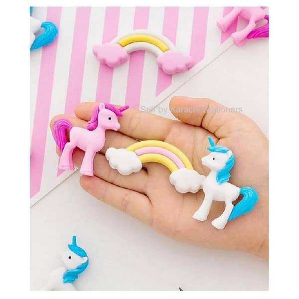 3 pcs/pack Rainbow Unicorn Eraser Rubber Eraser Primary Student Prizes Promotional Gift Stationery