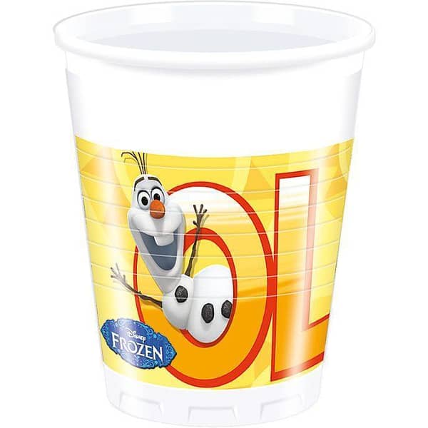 Disposable Party Plastic Cup / Glass 8 pcs (200 ml) - Frozen Olaf Theme,-(K. S. )
