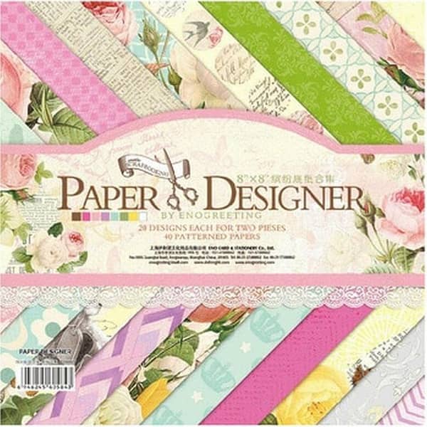 Design #DSM007, 8x8inch 40sheets printed patterns scrapbook paper origami paper DIY gift Card Making Handmade Home deco Pattern paper Flower Paper Pack