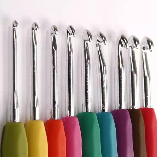 9pcs Mixed Metal Hook Crochet Template Kit TPR Aluminum Knitting Needles For Loom Tool Band DIY Crafts-KS