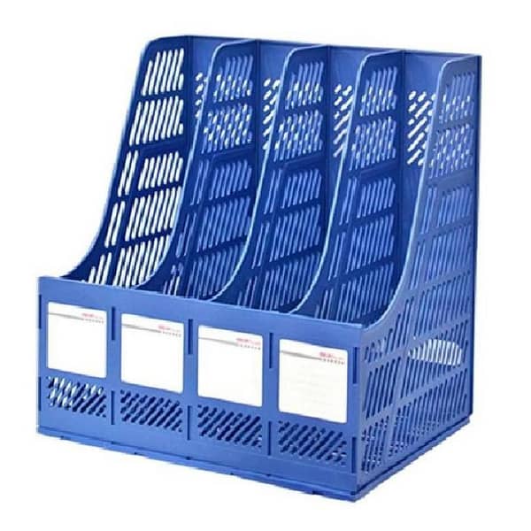 4 Portion Magazine File Documents Holder - Blue