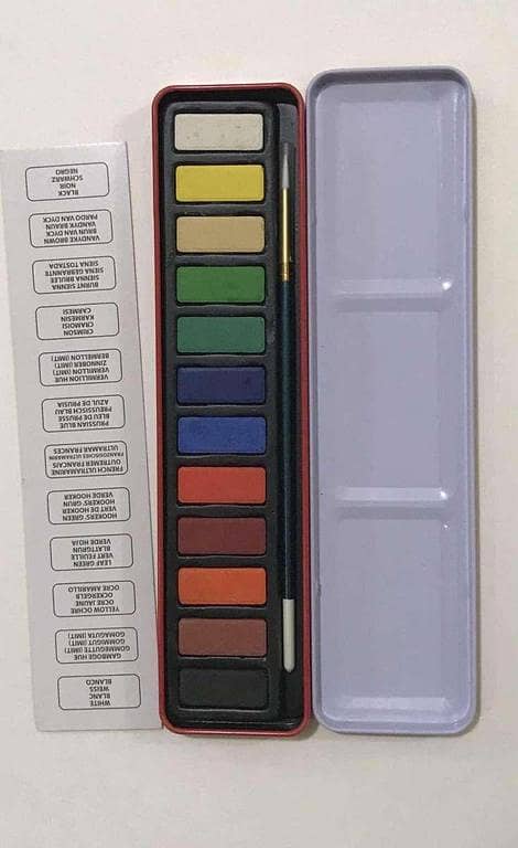 12 watercolor solid paint iron box set