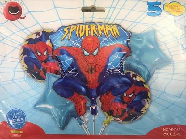 Spider-man Cartoon Foil Balloon Set - 5 Pieces For Birthday Party,-(K. S. )