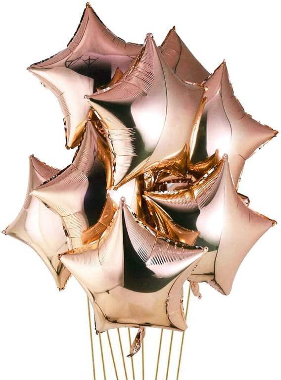 5 Pc Metallic Stars For Birthday Decorations Party & Birthday Items Birthday Celebration Birthday Decor - Metallic Foil Stars shining stars