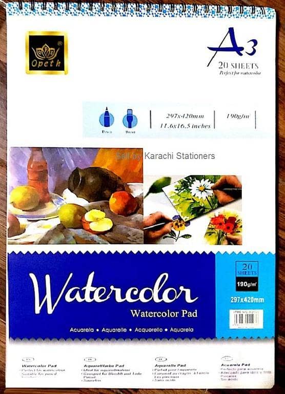 Watercolor Pad A-3 for Artists A3 Watercolour pad 20 sheets 190gm A3 size