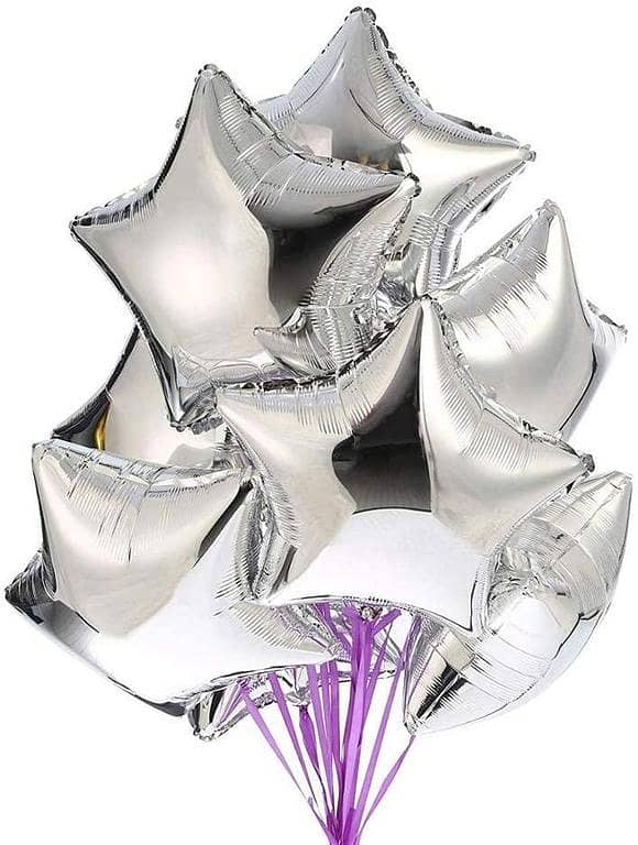5 Pc Metallic Stars For Birthday Decorations Party & Birthday Items Birthday Celebration Birthday Decor - Metallic Foil Stars shining stars