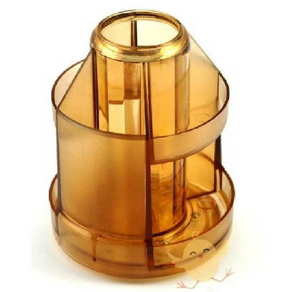 Rotating Pen Stand Revolving Pen Stand Brown Transparent DG-622