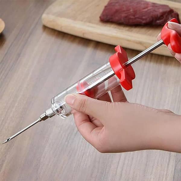 BBQ Meat Marinade Injector Syringe for Turkey and Chicken - Stainless Steel Kitchen Tool by KS