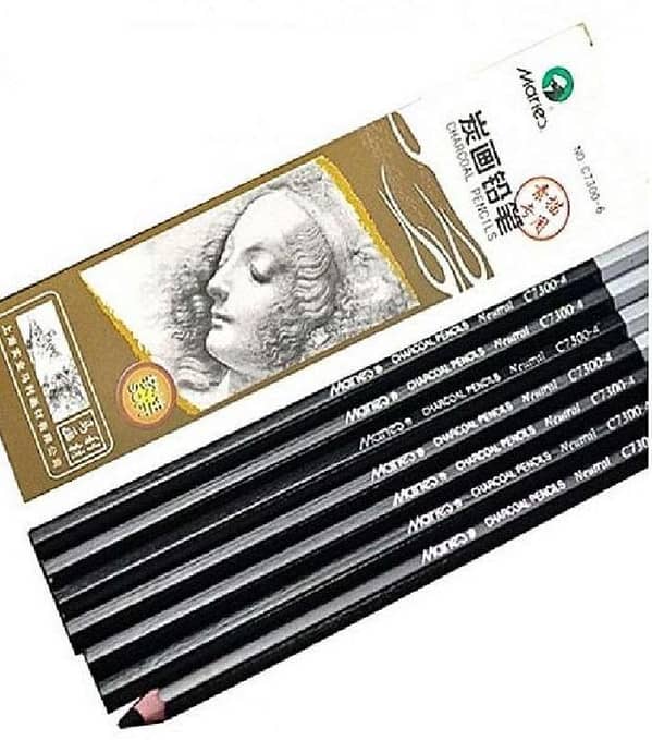 Marie Pack Of 6 Charcoal Pencil (3 Soft And 3 Hard) - 6 Pencils