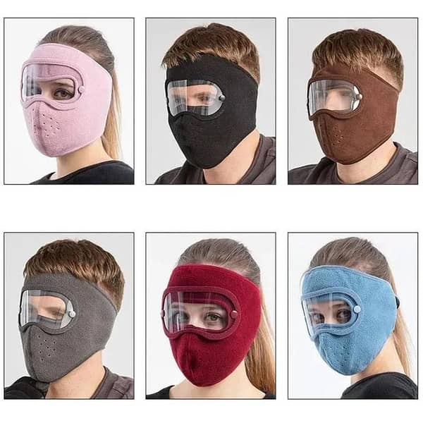 Unisex Windproof Anti Dust Full Face Mask Hat Cycling Ski Breathable Masks Eye Shield HD Anti Fog Goggles Hood Cover 1PCs