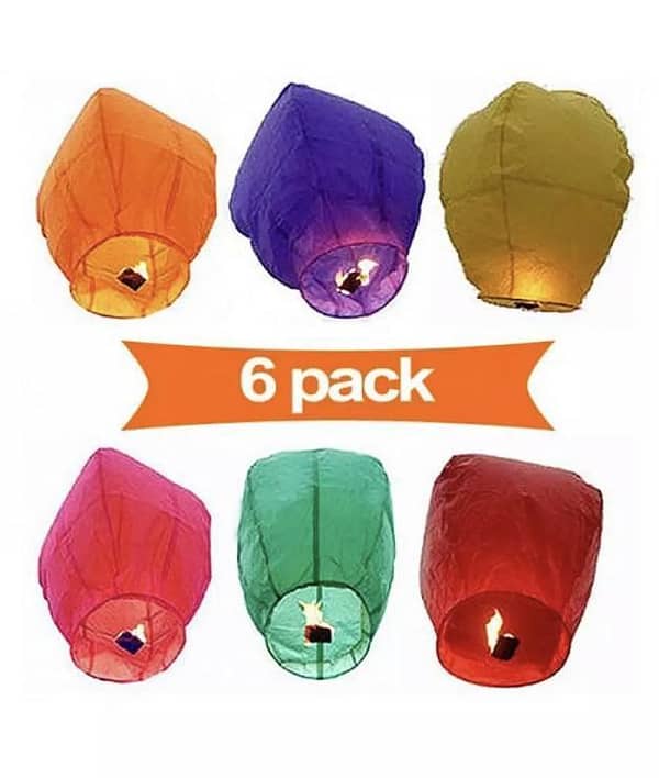 Pack of 6 - Sky Flying Lantern fire balloon For Parties, Marriages, Christmas and Events