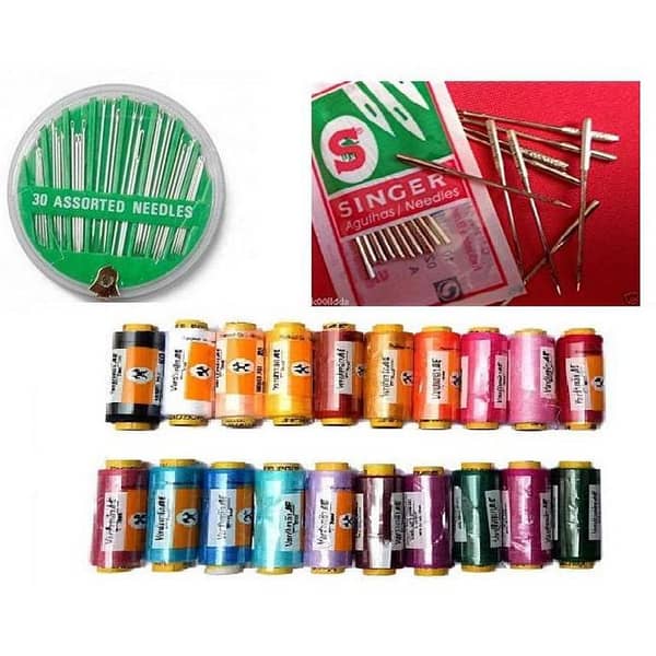 10 Sewing Thread with 30 Free Needles + 10 Singer Sewing Machine Needles-KS