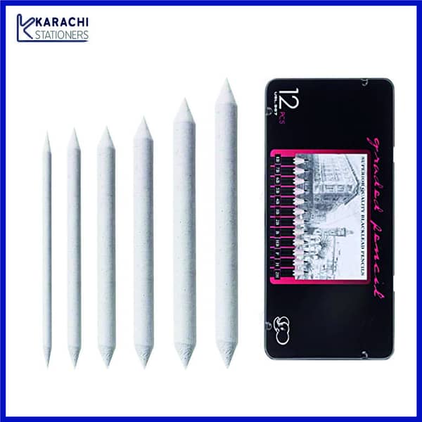 Combo Pack - 12Pcs Metal Box Professional Sketch Pencils and 6Pcs Charcoal Blender