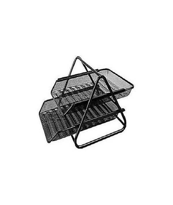 Letter Tray Metal - 2 Story - Black