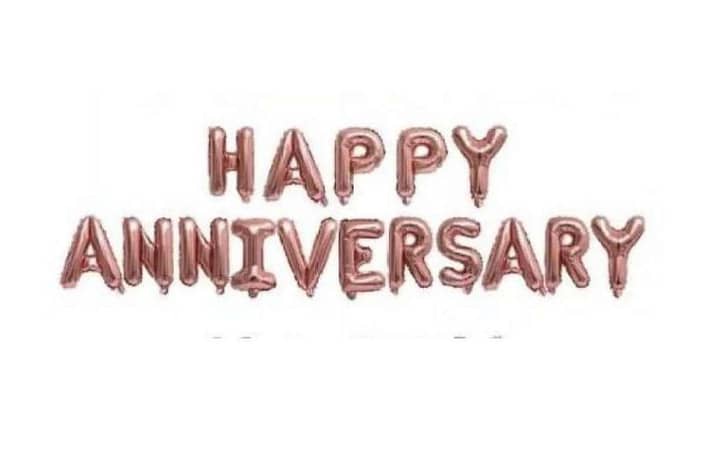 Golden / Silver / Rose Gold HAPPY ANNIVERSARY letters aluminum foil balloons (16 Letters) For Anniversary Celebrations and Decorations