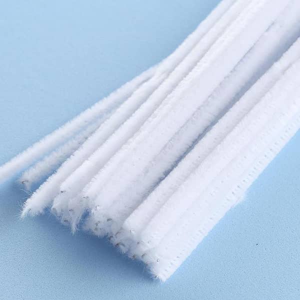 Pack of 50 - White Pipe Cleaner velvet Sticks