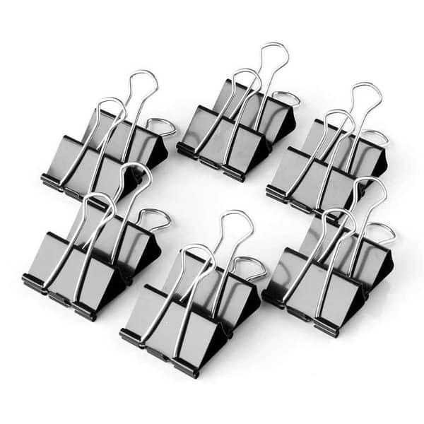 Essential Box of 12pcs Black Binder Clips