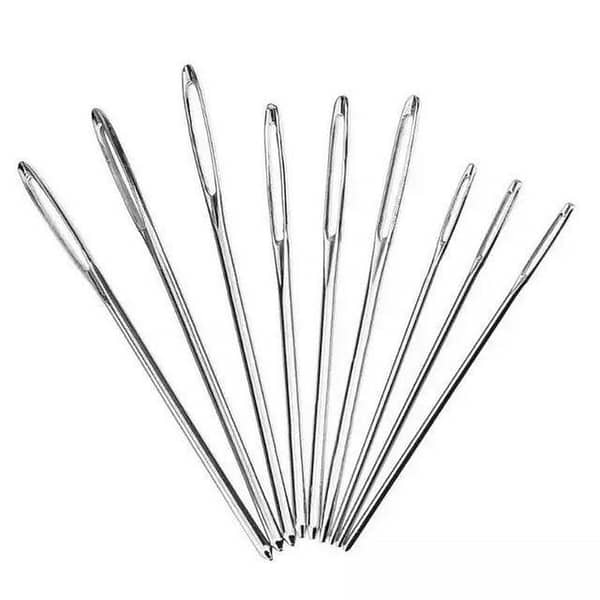 9Pcs Large Eye Metal Needles Cross Stitch Knitting Crochet Hook Set Kit E5M1-KS