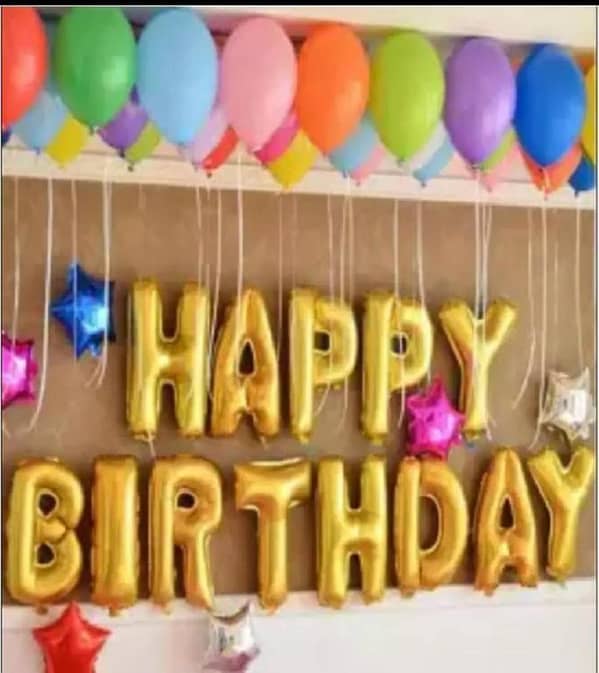 Golden - 13 Pcs Happy Birthday Foil Balloons Set - size 16 inch each Alphabet Letters Shinning Party Decoration