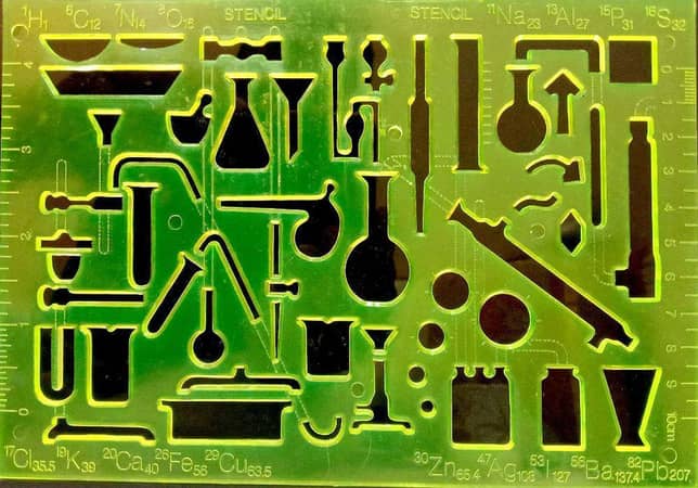 Chemistry Laboratory Experiment Symbols Drawing Template KT Soft Plastic Ruler Design Stencil