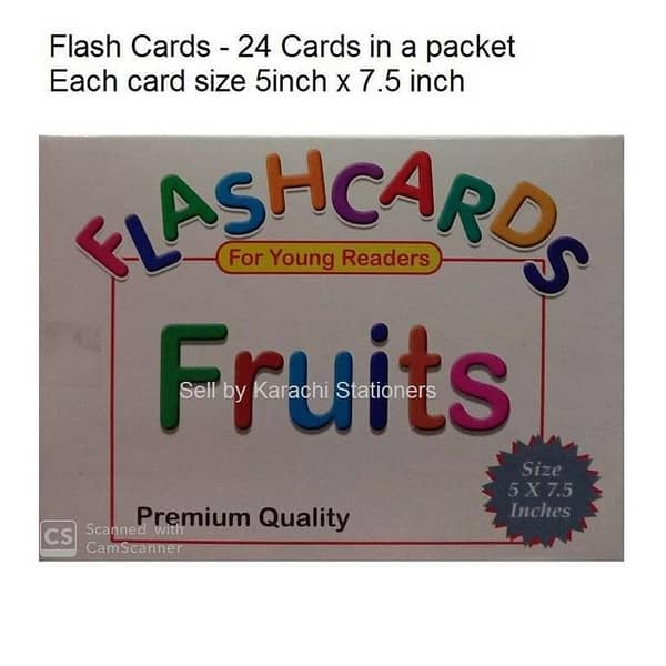 Fruits Flash Cards size 5x7.5 inch each card x 24 cards pkts