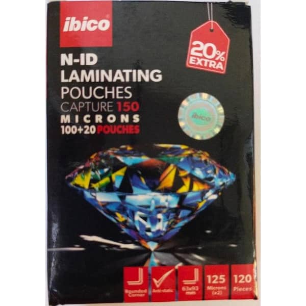 (125Mx120Pcs) NID 125M 120pcs Lamination Pouches N-ID 150 Microns Lamination Pouch Hard Binding Card Pouch Laminating Pouch N. I. D.