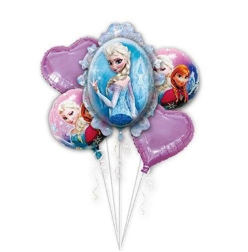 Frozen Elsa & Anna Cartoon Foil Balloon Set - 5 Pieces For Birthday Party,-(K. S. )