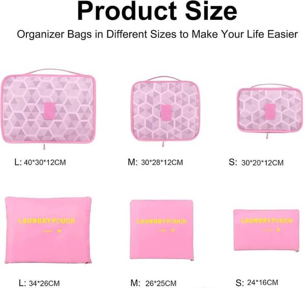 6pcs/Set Travel Storage Bag Portable Luggage Organizer Clothes Tidy Pouch Zip Cube Luggage Toiletry Bag Organizer Pouch Home Organization - Multi KS