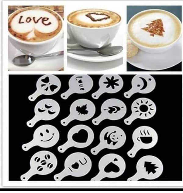 Pack of 16 - 16 Pcs set creative Nice Coffee Barista Stencils Template for coffee decoration