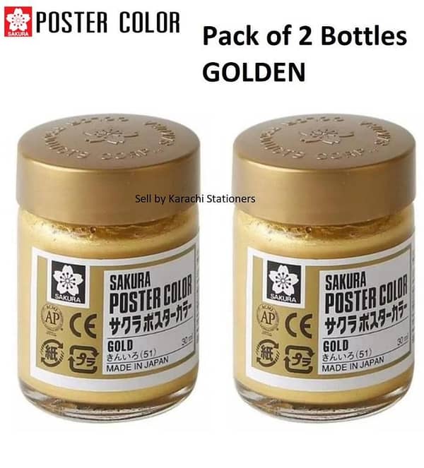 2pcs Golden SAKURA Poster Color Watercolor Metallic Paint Gold 30ml Japan Pack of 2