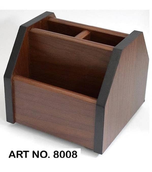 8008 Wooden Pen & Stationery Holder Pen Stand Brown