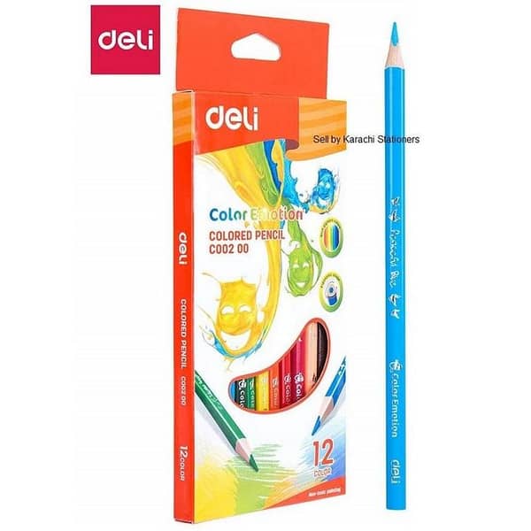 Deli C100 Colored Pencil Set - Pack of 12 Colour Student Coloring Multicolor